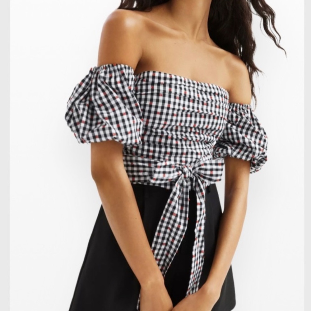 Anthropologie Dolan Left Coast Gingham Puff Sleeve Shirt - XL
